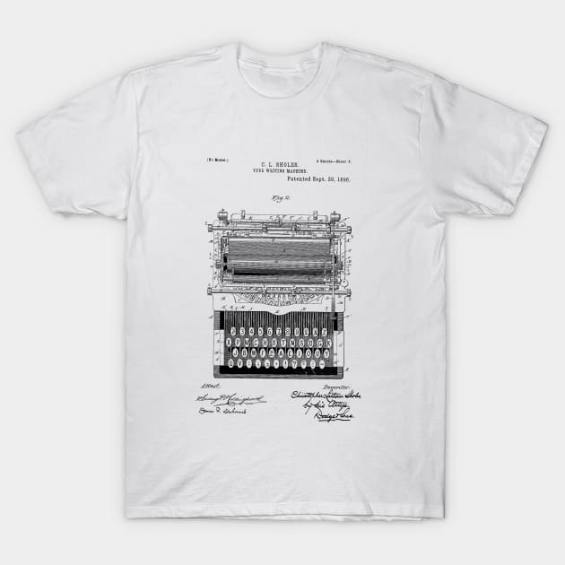 Typewriter Patent Drawing T-Shirt by skstring